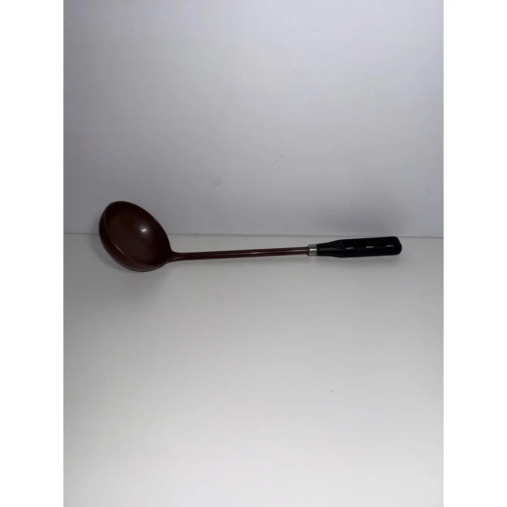 Vintage Pedrini Italy Brown Melamine‎ Soup Ladle Black Handle Mid Century Modern